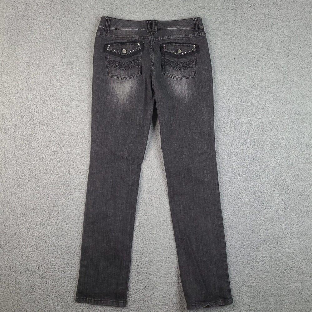 White House Black Market Jeans Womens 4R Black Blanc Straight Studded 29x31